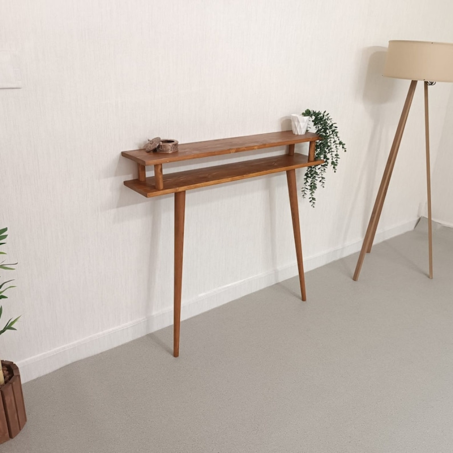 Carpentray 60cm Long Dual Shelf Console Table (Brown)