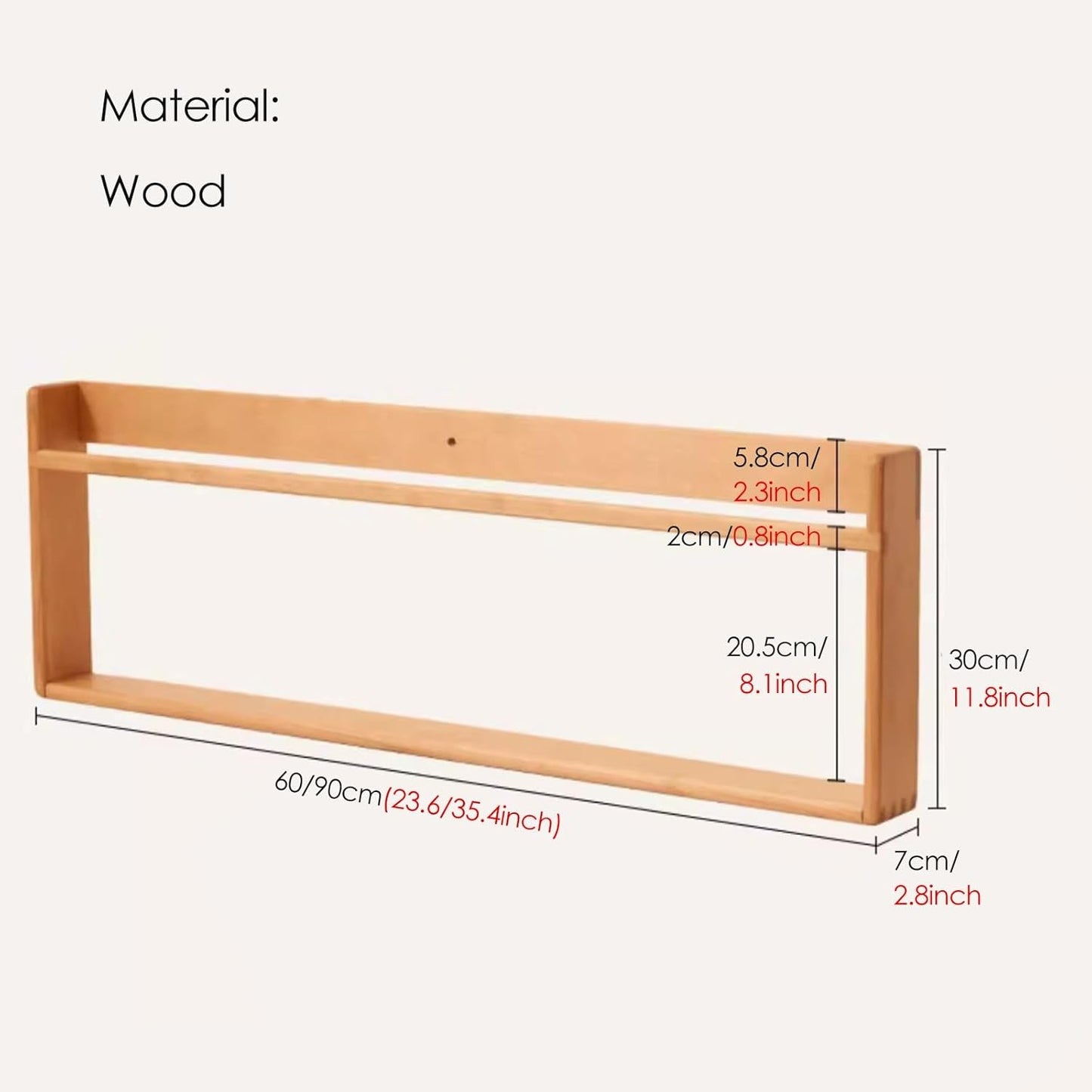 Carpentray Display Rack Magazine Rack Home Office Magazine Rack/Brochure Holder Wall, 3 Tier Wooden Bookshelf Booklet Display Stand, Living Room Bedroom Storage Organizer ( Size : 90x30x7cm/35.4x11.8x2.8inch )