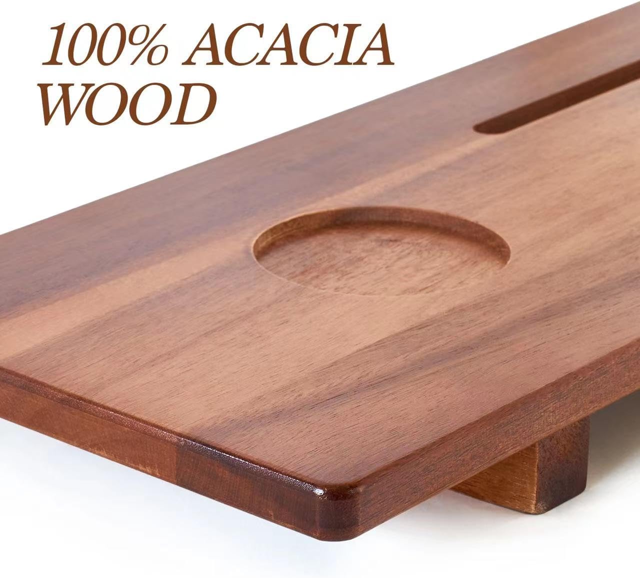 carpentray 36x9 inch premium acacia wood bathtub tray caddy