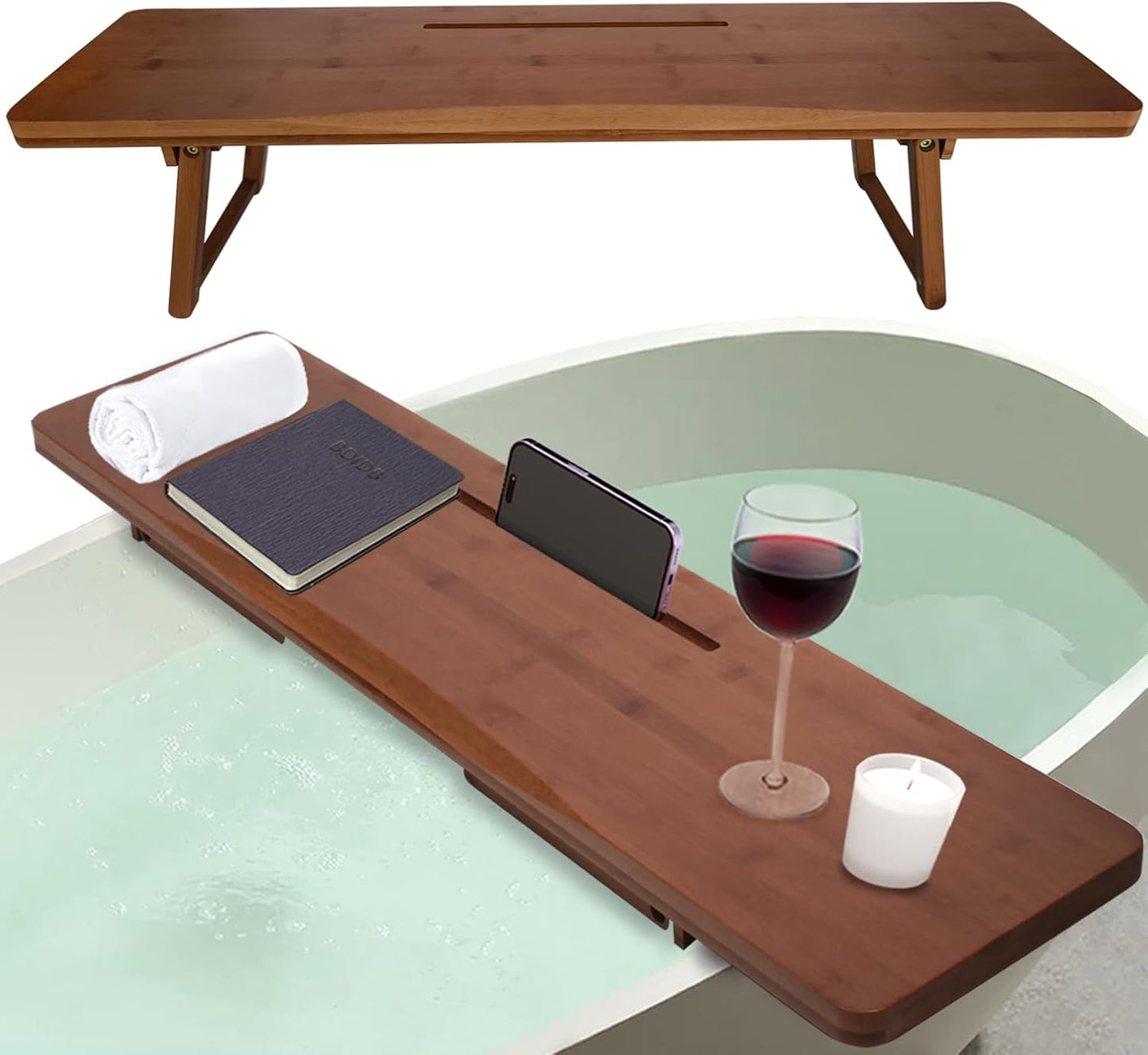 Carpentray Versatile Bathtub Tray with Adjustable and Foldable Legs
