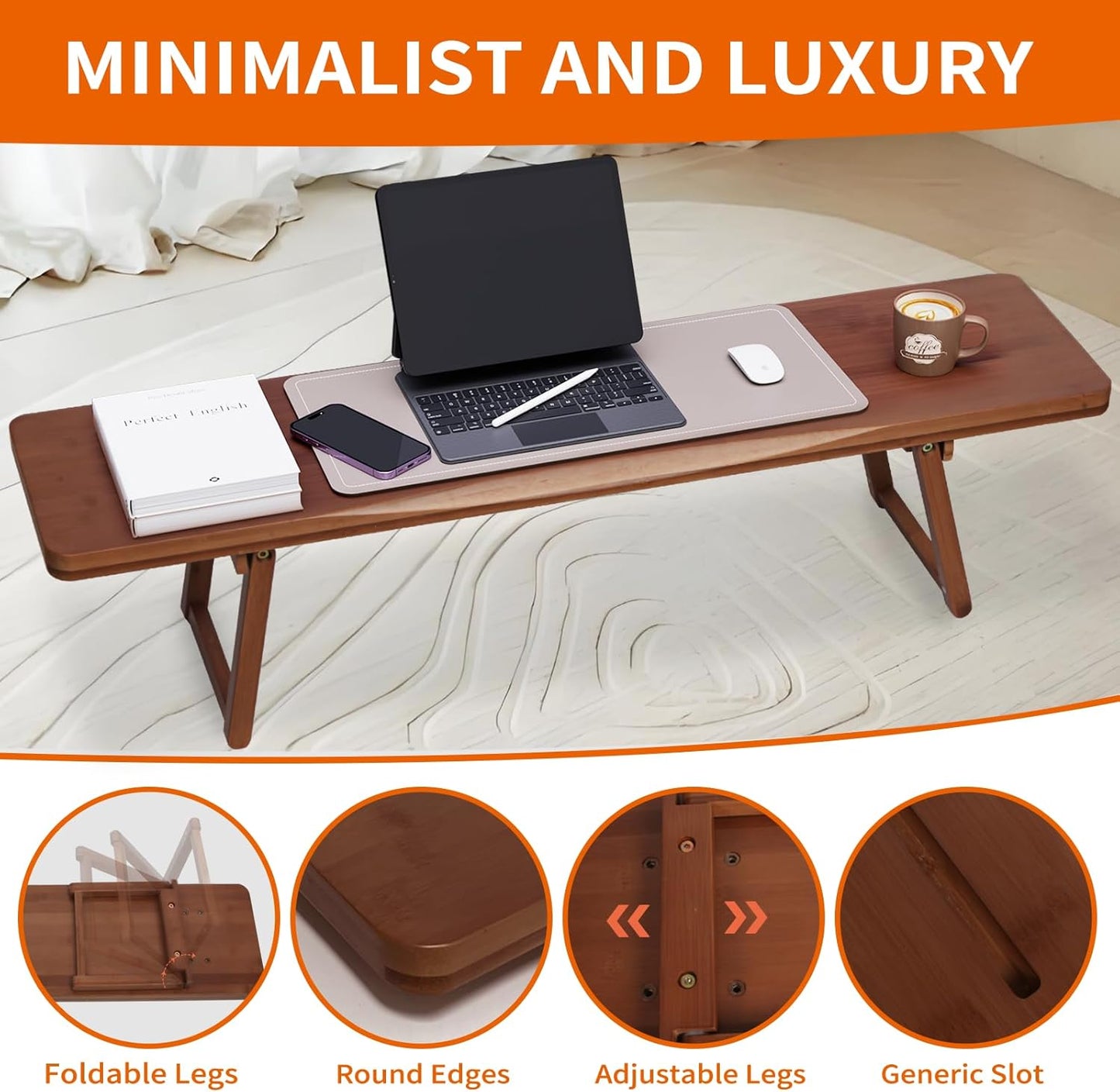 Carpentray Versatile Bathtub Tray with Adjustable and Foldable Legs