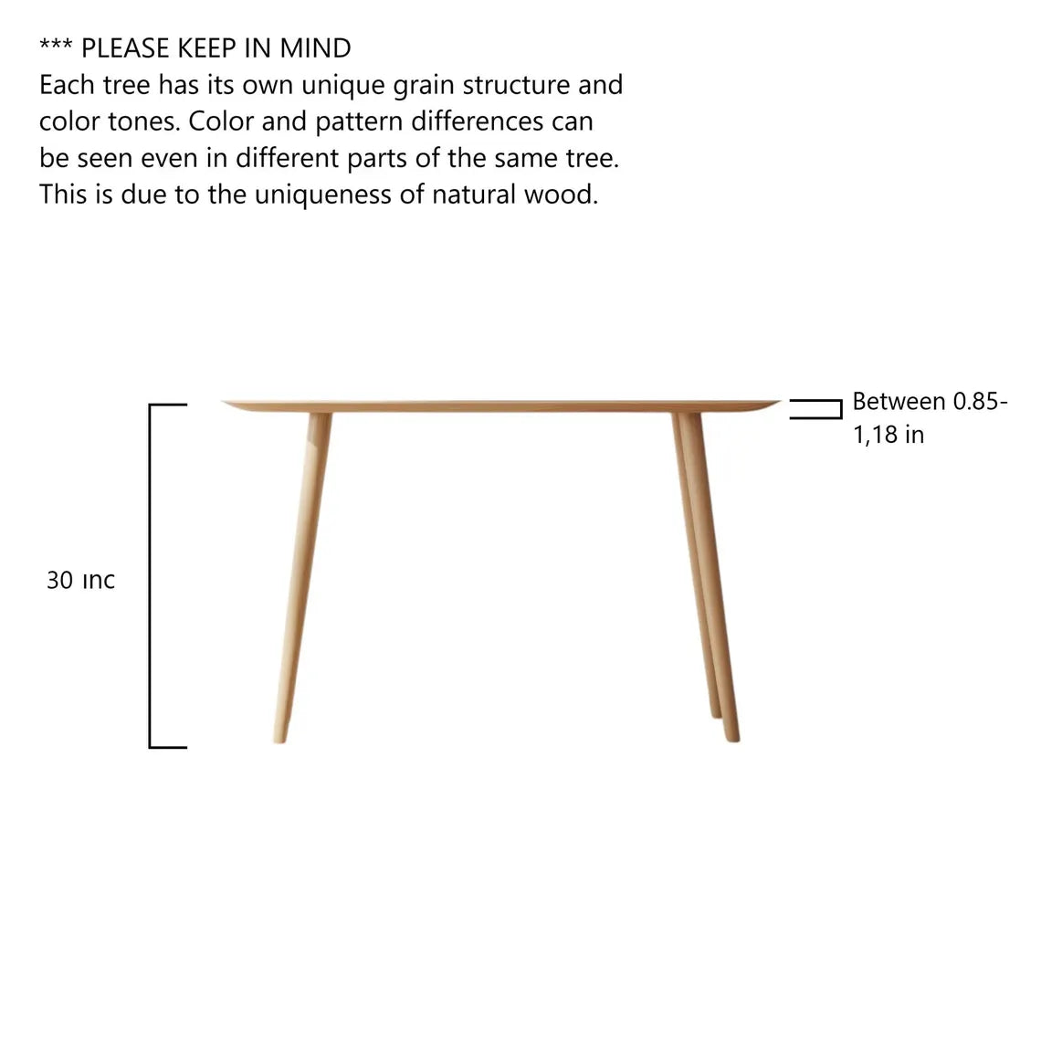 Carpentray 120cm Long Beech Wood Console Table, Handmade Wooden Entry Table, Narrow Table