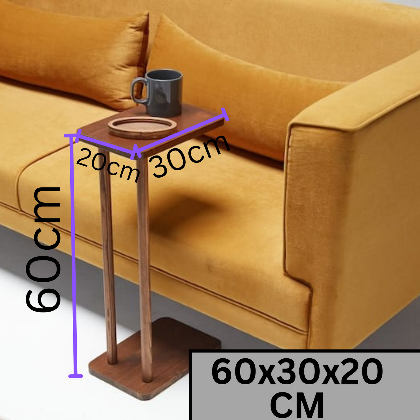 Carpentray Wooden C Shape Side Table