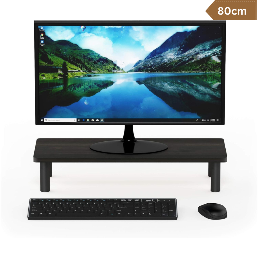 Carpentray 80cm Long Monitor Riser Desk Shelf Desktop Legs Stand Monitor Stand for Desk, Espresso/Black