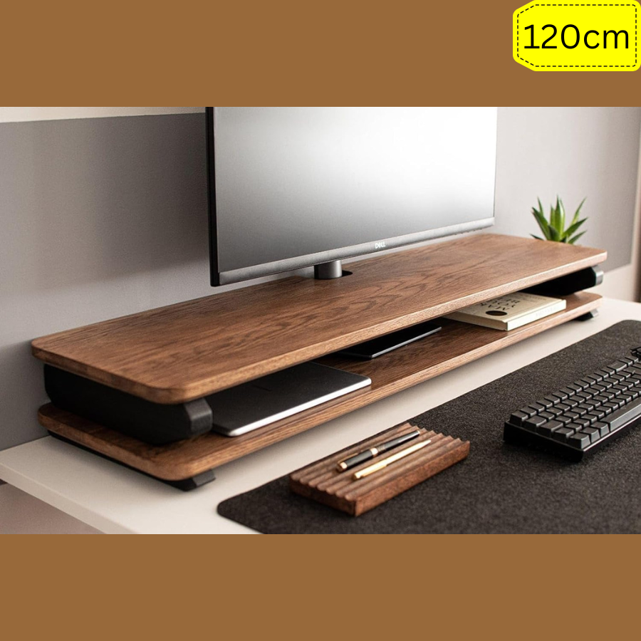 Carpentray 120Cm Wooden Dual Shelf Monitor Stand