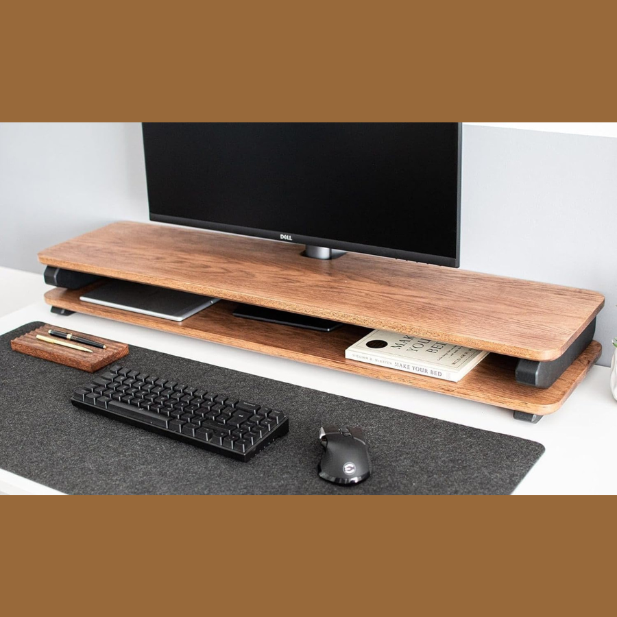 Carpentray 120Cm Wooden Dual Shelf Monitor Stand