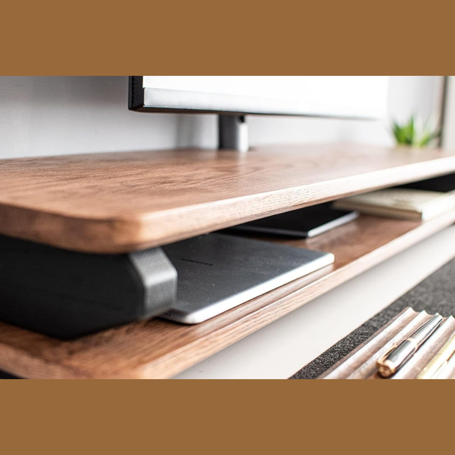 Carpentray 120Cm Wooden Dual Shelf Monitor Stand