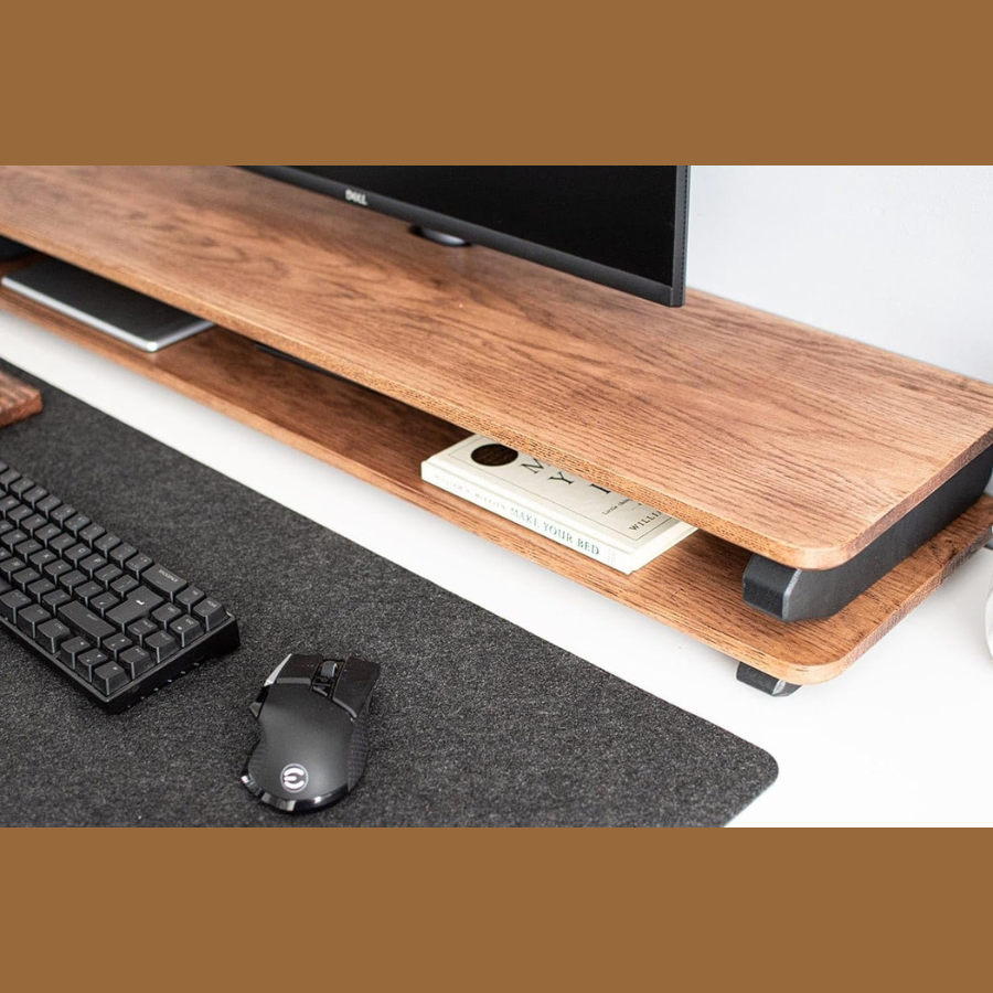 Carpentray 120Cm Wooden Dual Shelf Monitor Stand