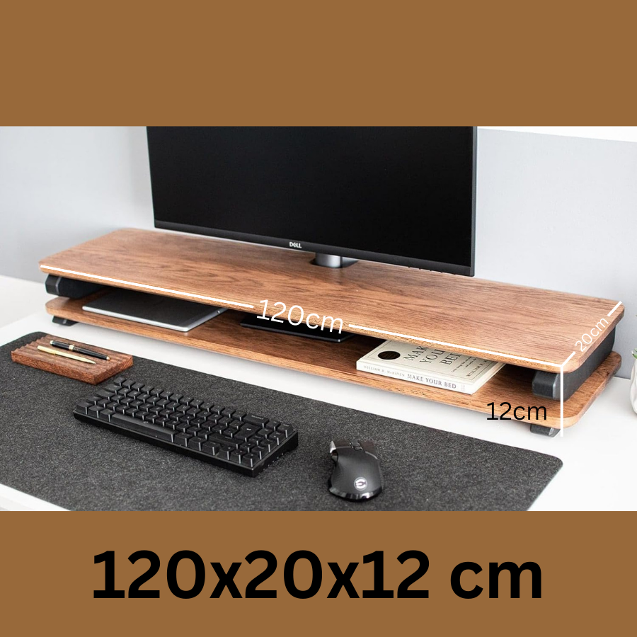 Carpentray 120Cm Wooden Dual Shelf Monitor Stand