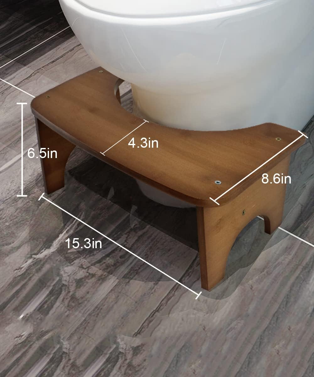 Carpentray Toilet Stool for Adults, 6.5" Poop Stool, Bathroom Toilet Stool with Non-Slip Mat for Adults Children, Original Simple Design Healthy Portable Adult Toilet Poop Stool.(Brown) Healthy Gifts