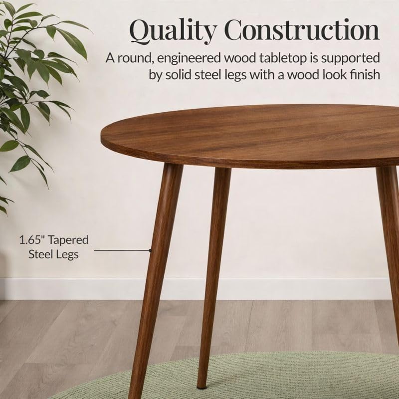 Carpentary 28x28 inch Round Sheesham Wood 4 Seater Dining Table (Walnut)