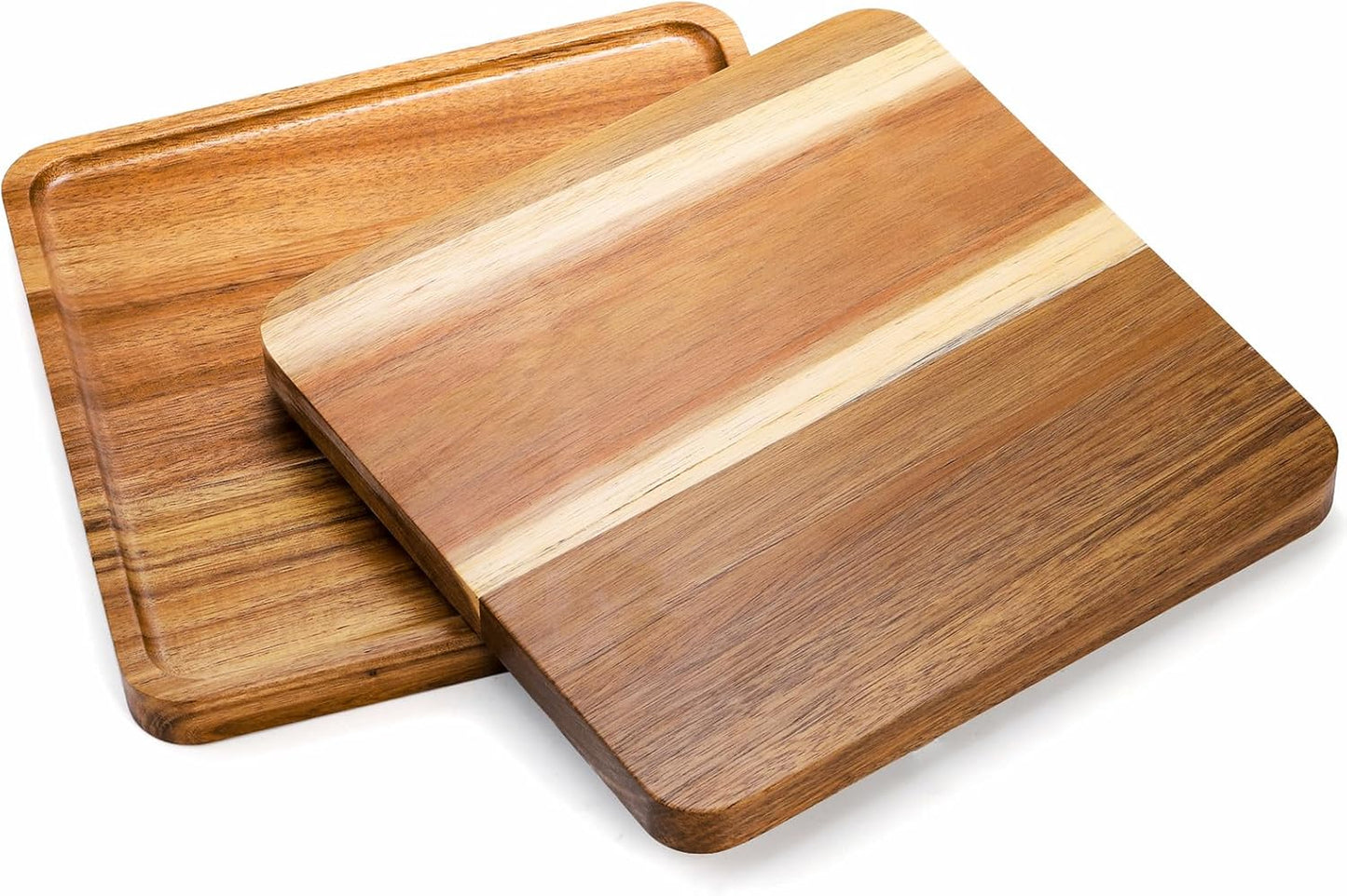 Carpentray 2 Pack Acacia Wood Square Serving Tray, 10 Inch Square Wood Serving Platter