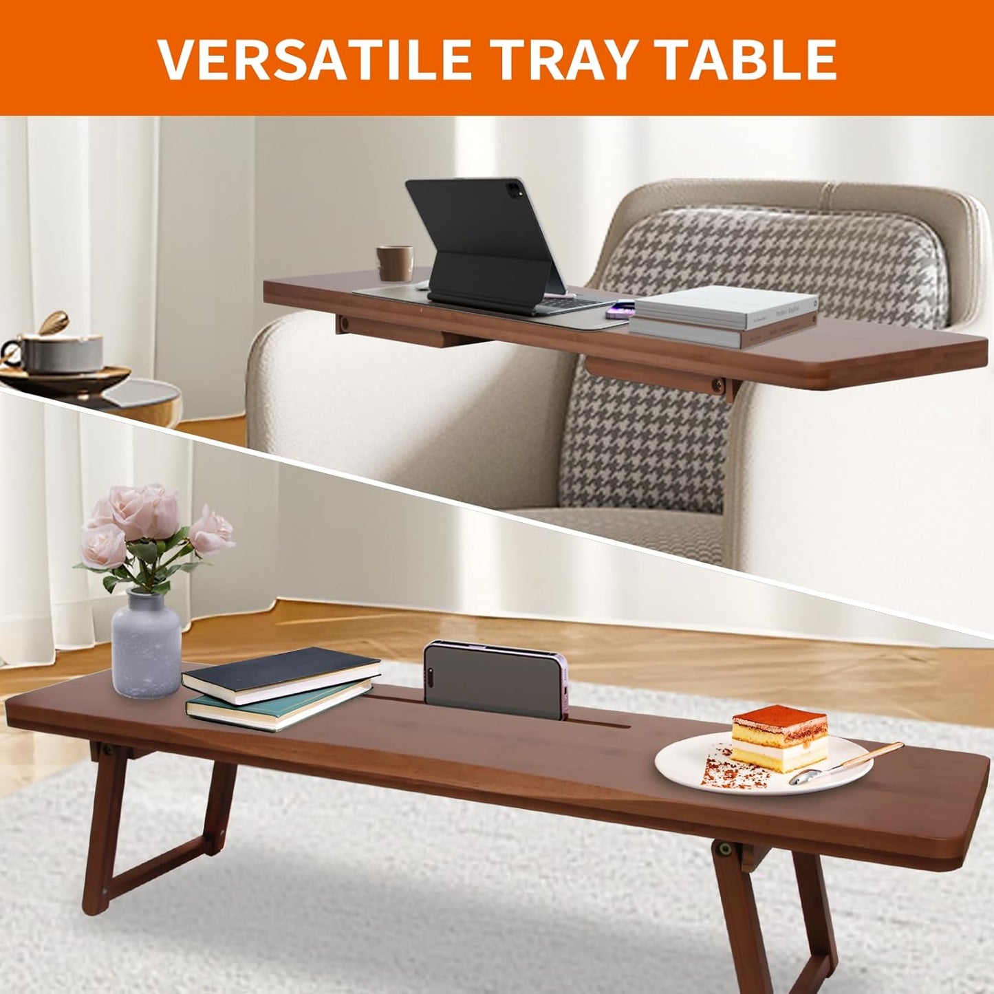Carpentray Versatile Bathtub Tray with Adjustable and Foldable Legs