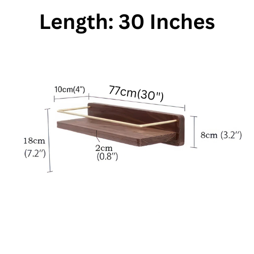 Carpentray 30'' Modern Brass Wooden Shelf