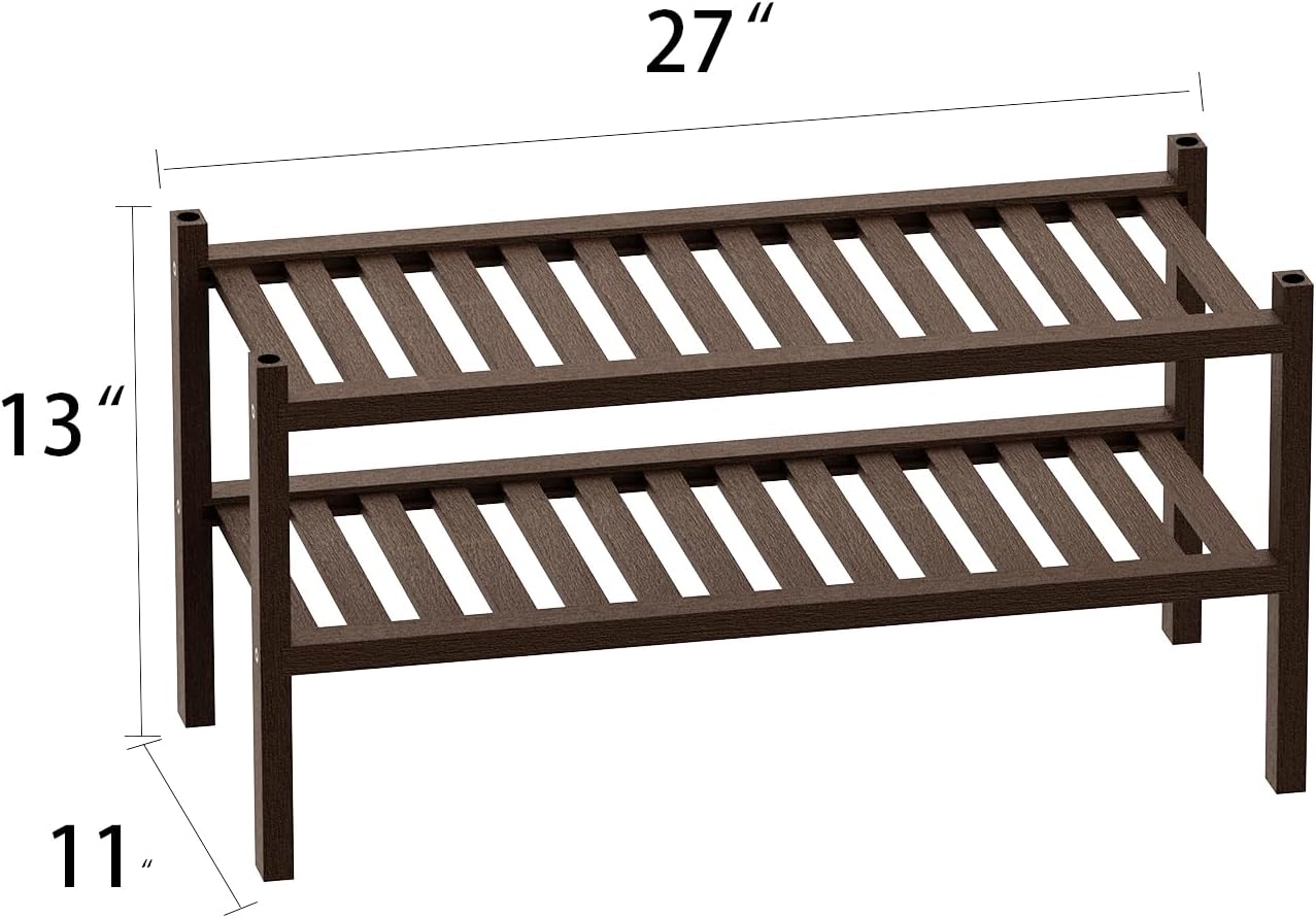 Carpentray Shoe Rack 2-Tier Organizer-Stackable Storage Shelf with Multi-Function Combinations-Free Standing Bamboo Shoe Racks for Closet,Entryway,Hallway,Bathroom,Living Room Shoe Organization (Brown,2-Tier)