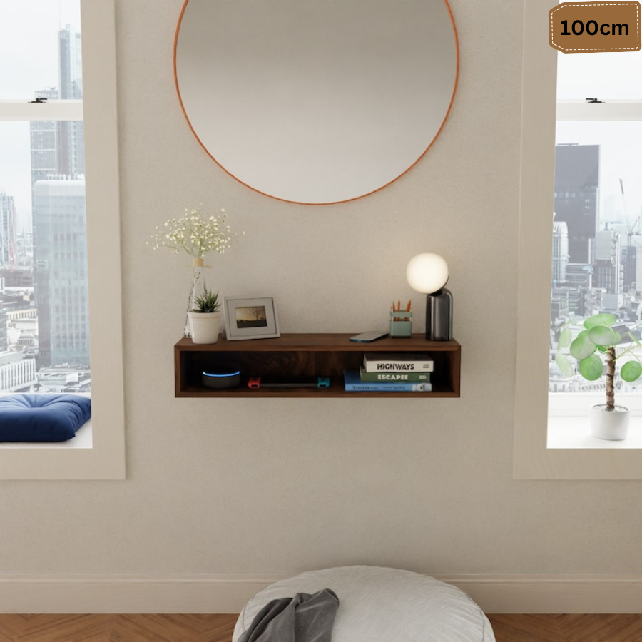 Carpentray 100cm Long Floating Entryway Console Table Built in Solid Sheesham Wood