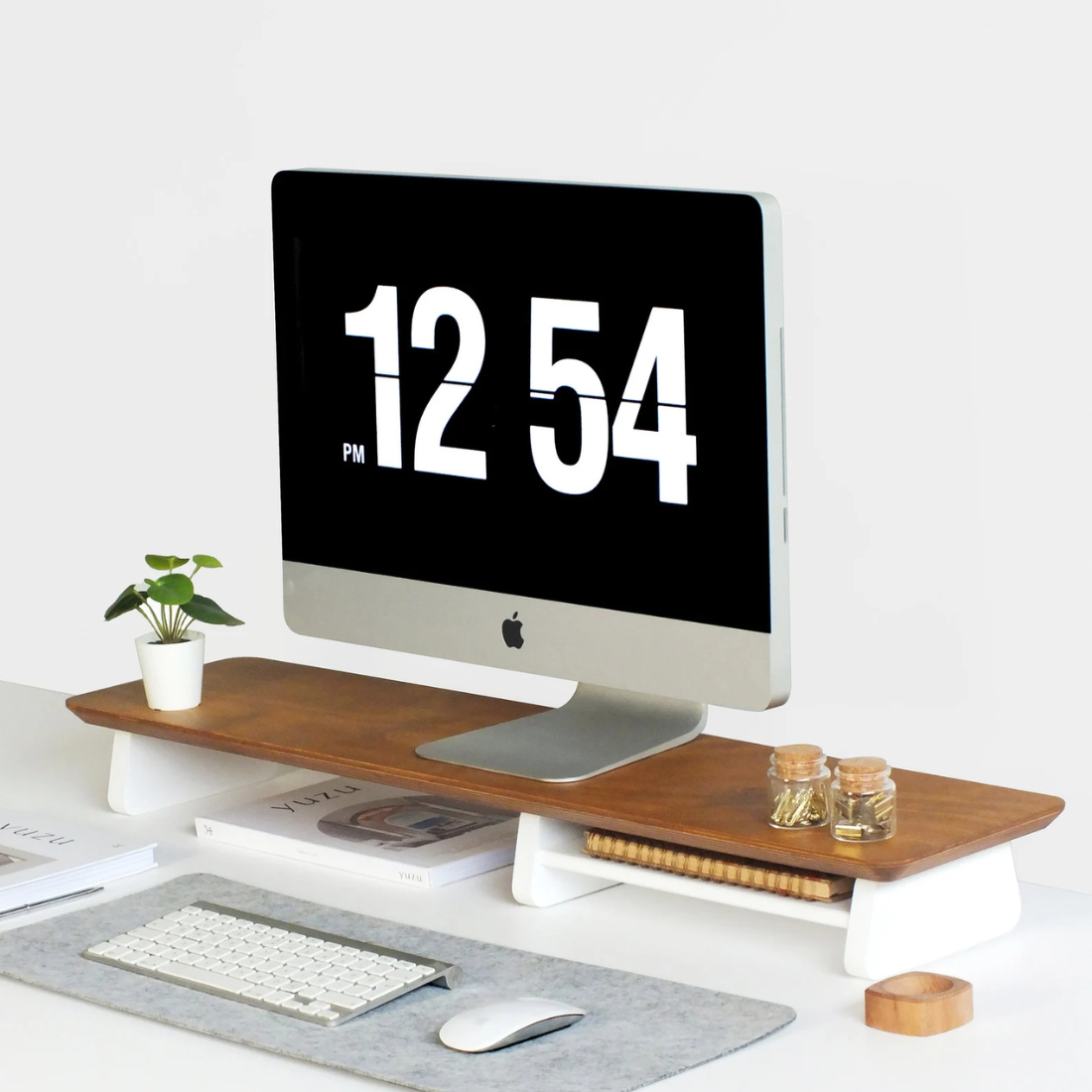 Carprntray 120cm Long Wooden Monitor Riser ( Brown+White )