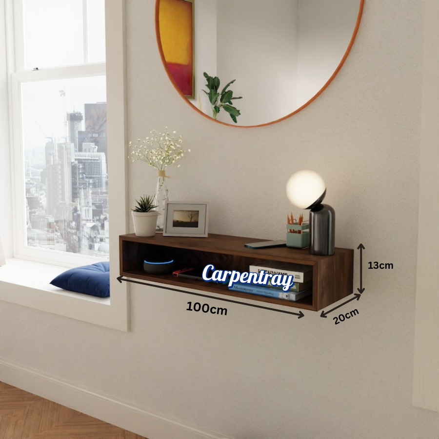 Carpentray 100cm Long Floating Entryway Console Table Built in Solid Sheesham Wood