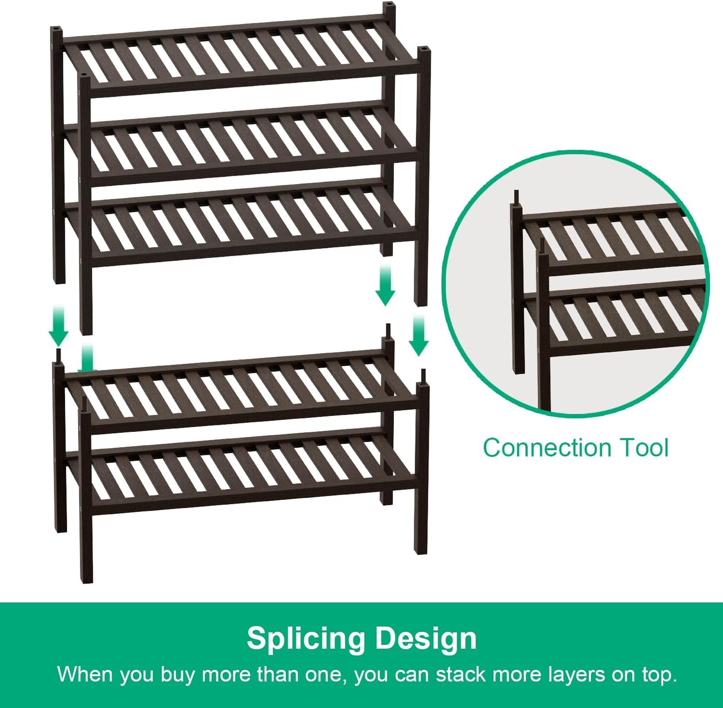Carpentray Shoe Rack 2-Tier Organizer-Stackable Storage Shelf with Multi-Function Combinations-Free Standing Bamboo Shoe Racks for Closet,Entryway,Hallway,Bathroom,Living Room Shoe Organization (Brown,2-Tier)