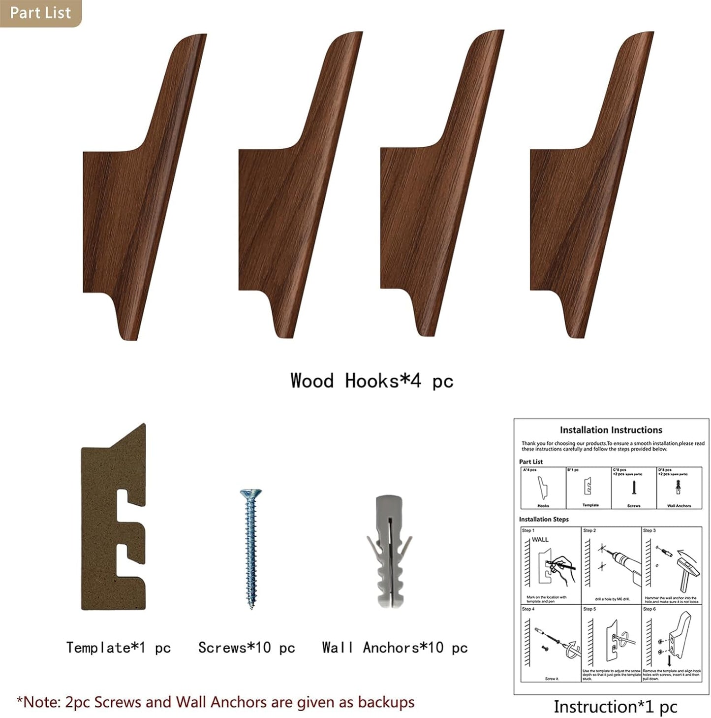 Carpentray Wooden Wall Hooks With Four Hooks