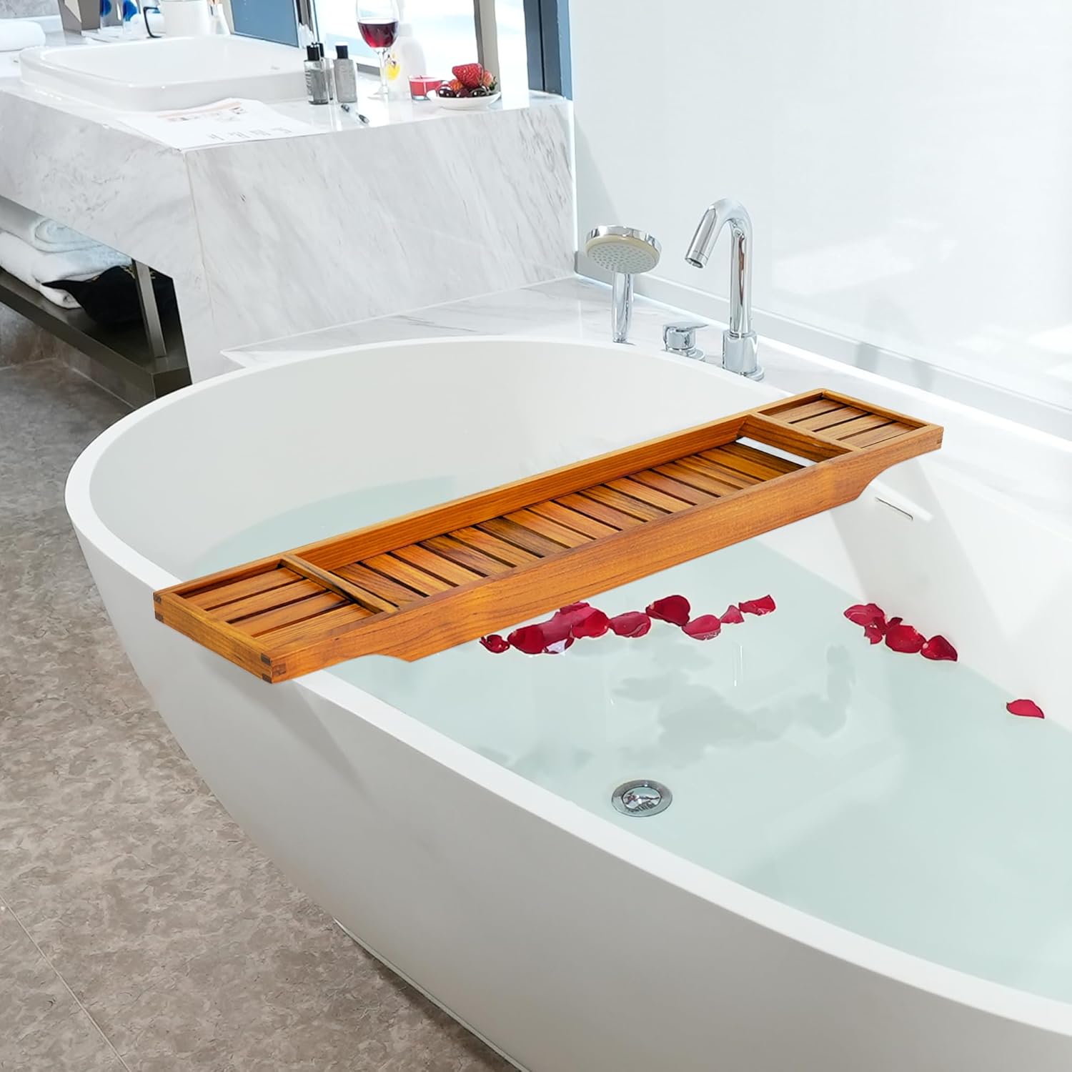 carpentray wooden bathroom bathtub tray