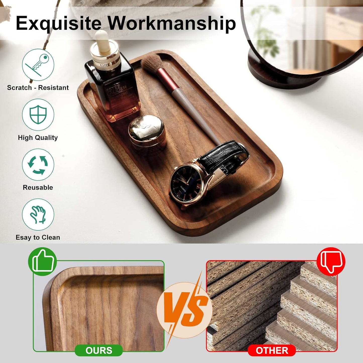 Carpentray 12x7 inch Wooden Office Desk Tray