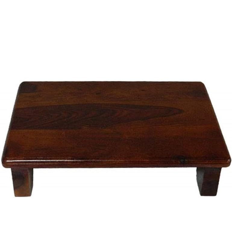 Carpentray Solid sheesham Wood Furniture Sheesham Wood Pooja Bajot Chowki Patra Bajot Patla Navratra Puja Stand for Temple Wooden Chaurang for Pooja (Brown Walnut)