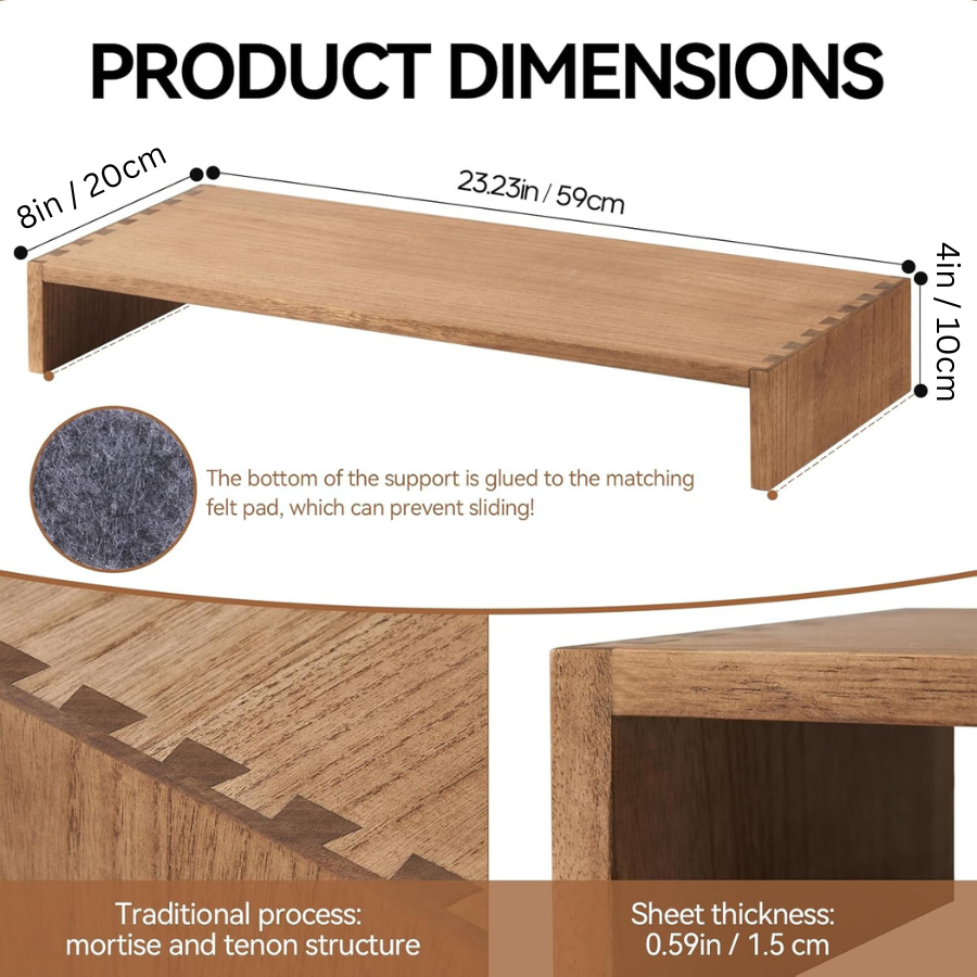 Carpentray 60Cm Long Wooden Monitor Riser