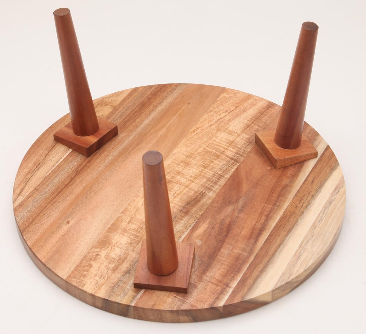 Carpentray Wooden Round Footed Serving Board - Pedestal Riser Cake Stand with Removable Legs - Charcuterie Tray Cheese Bread Fruit Vegetable Platters - Plant Holder Set 12 X 6 inches
