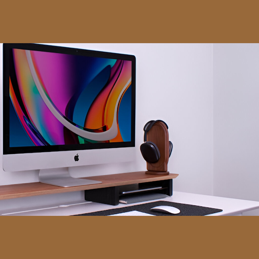 Carpentray 90Cm Wooden Monitor Stand with Storage Organizer for Desk with Wire Hole, Tables, Office, Home, Studio, Study Table | Monitor Stand Riser