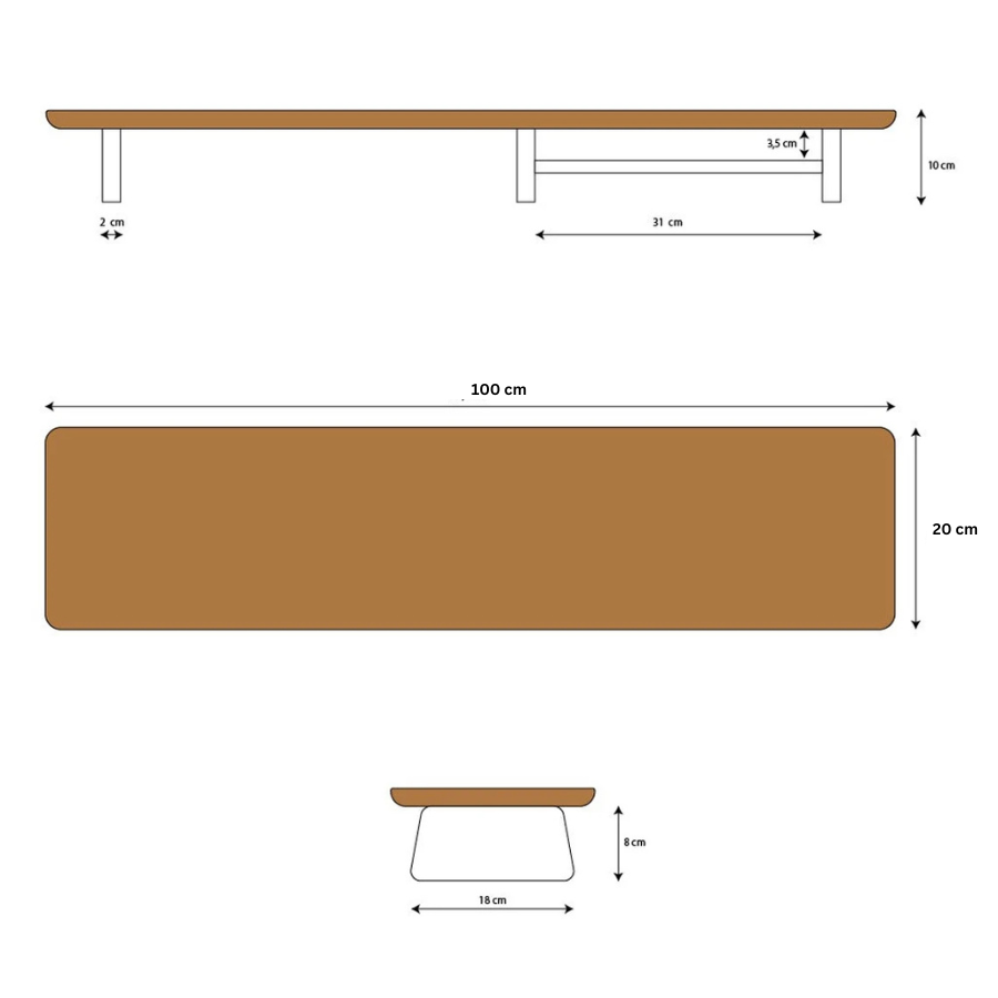 Carpentray 100cm Long Wooden Monitor Stand: Elegant Wooden Shelf Riser for Your Computer, Perfect Desk Accessory for Home Office Decor and Organization