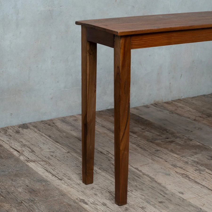 Carpentray 80cm Long Console Table, Handcrafted Solid Top Entryway Console Table, Taper Legs Hallway Console Table, Teakwood Furniture, Slim Entry Table