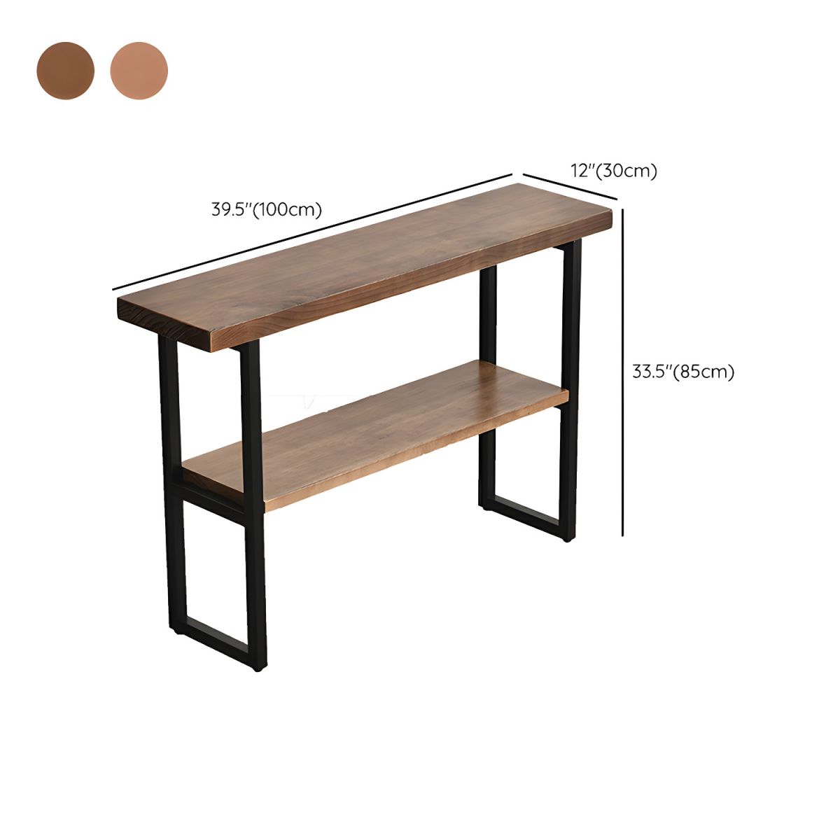 Carpentray 100cm Long Dual Shelf Console Table Walnut