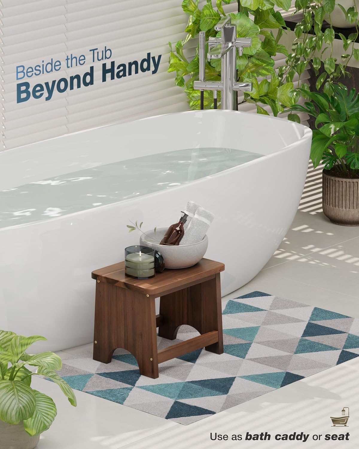 Carpentray Wooden Step Stool, 13'' Heavy Duty Stepping Stool Walnut