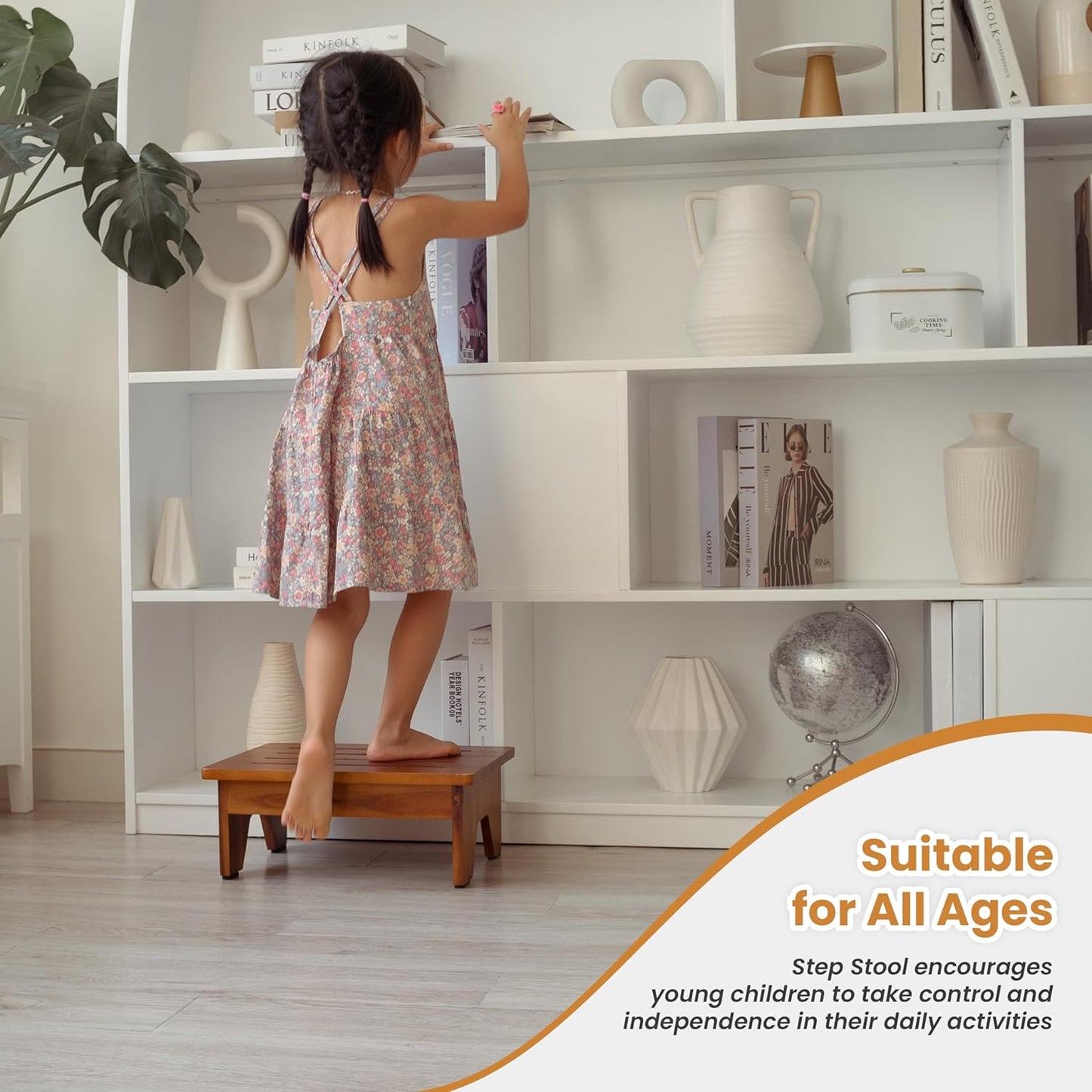 Carpentray 6.5in Height Wooden Step Stool for Adults