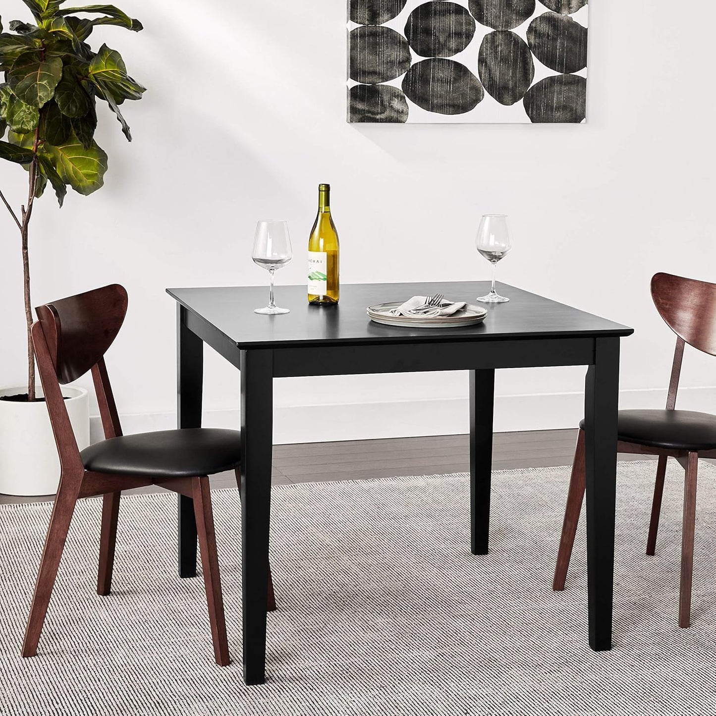 Carpentray 30Inch Square wooden Black Dining Table