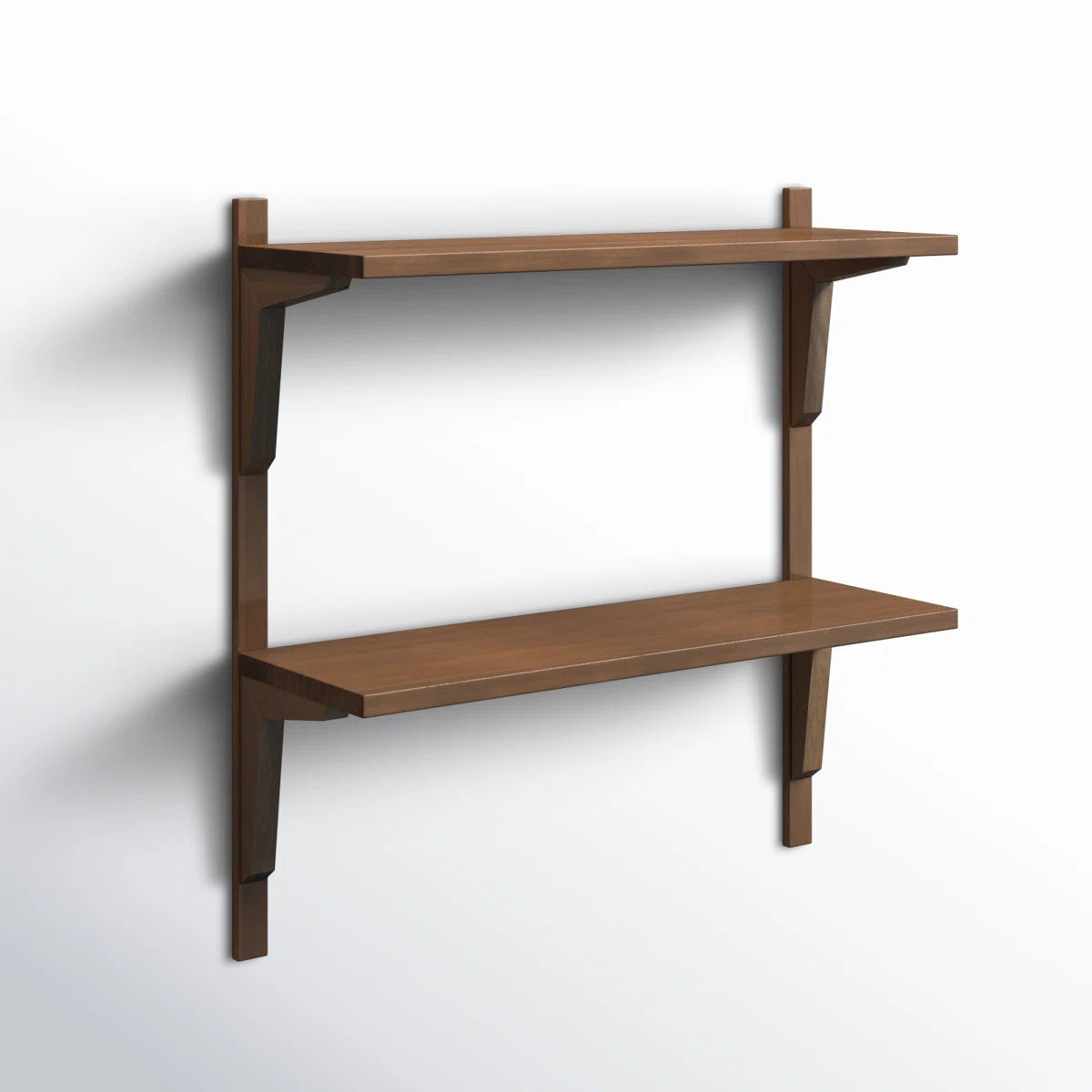 2 Piece Poplar Tiered Shelf Boxy Wooden Wall Shelf, Home Decor Items Wall Mounted Book Shelf Shelves for Living Room, Kitchen