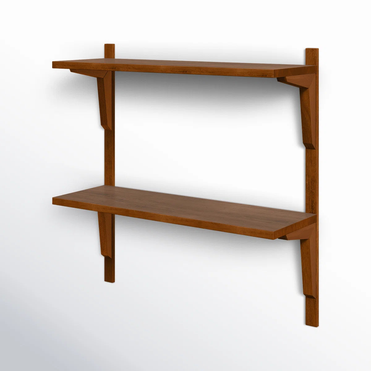 2 Piece Poplar Tiered Shelf Boxy Wooden Wall Shelf, Home Decor Items Wall Mounted Book Shelf