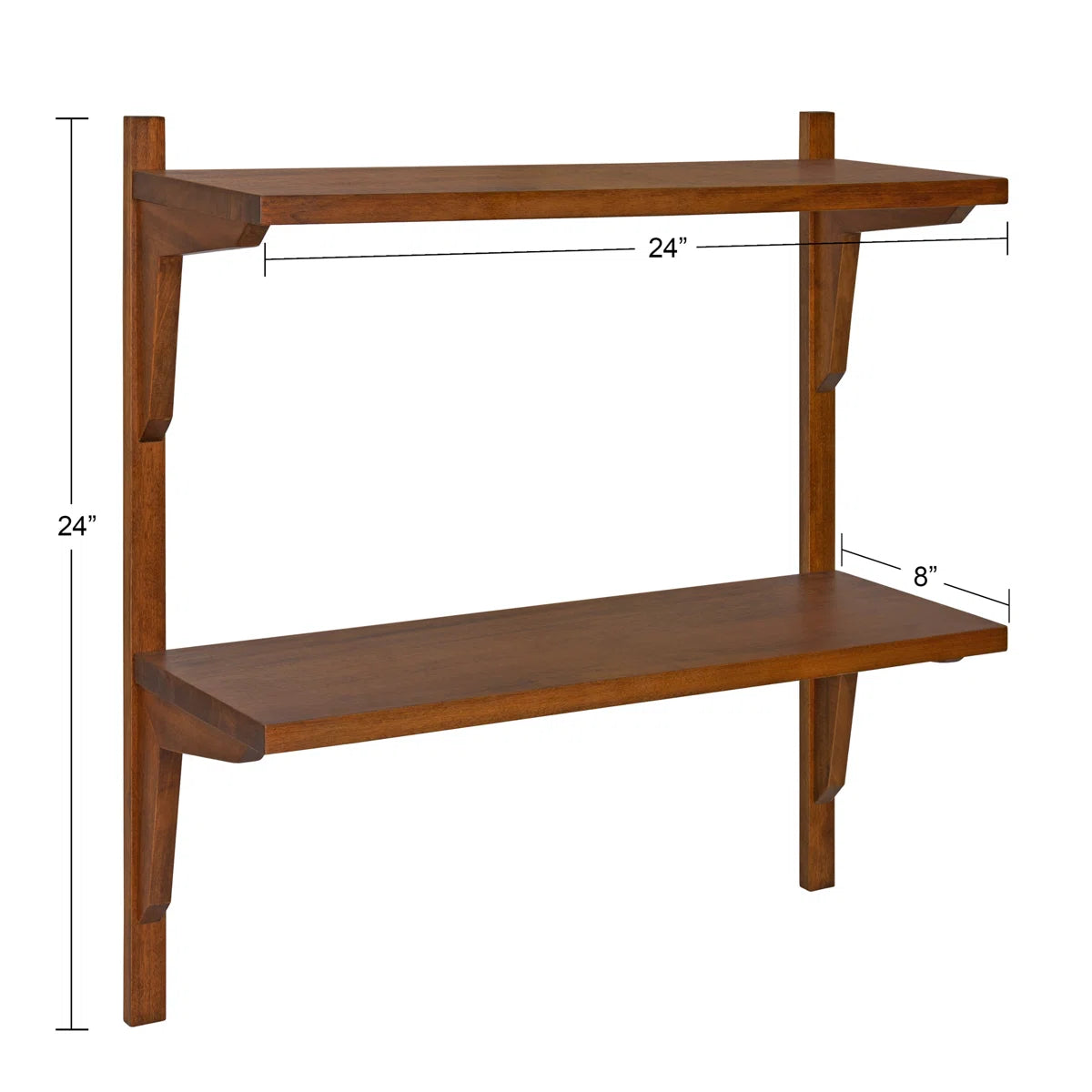 2 Piece Poplar Tiered Shelf Boxy Wooden Wall Shelf, Home Decor Items Wall Mounted Book Shelf