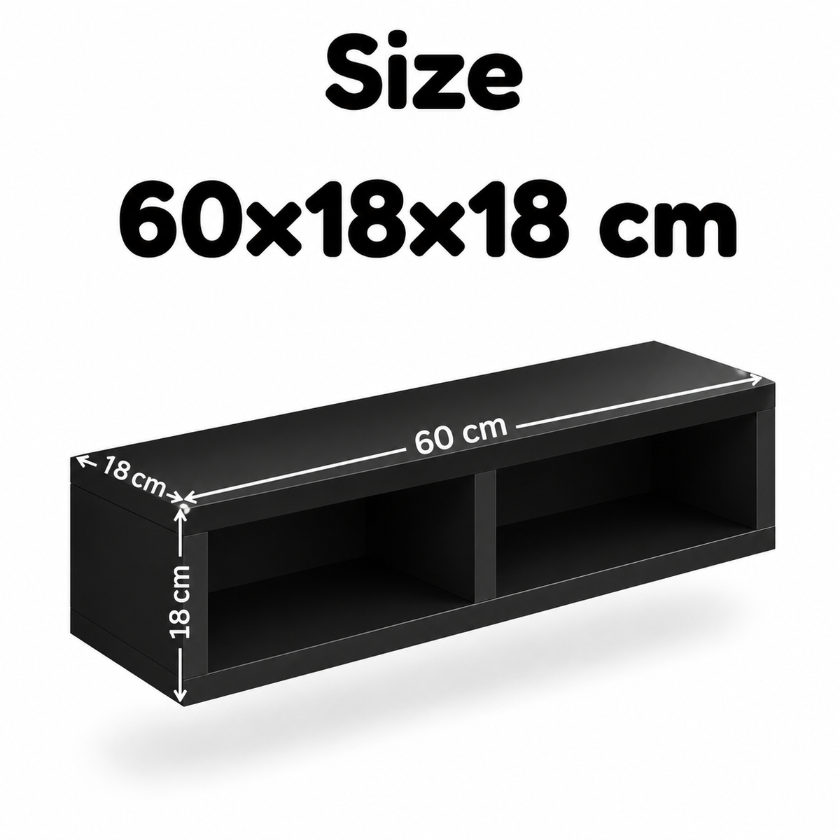 Carpentray 60cm Long Wooden TV Stand for Living Room | Modern Floating Wall Mounted (Black, 60cm Long)