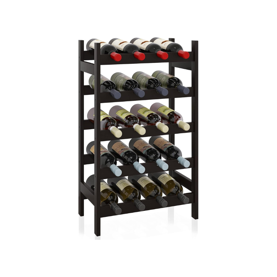 Carpentray Wooden Wine Rack, 20 Bottles Display Holder, 5-Tier Free St