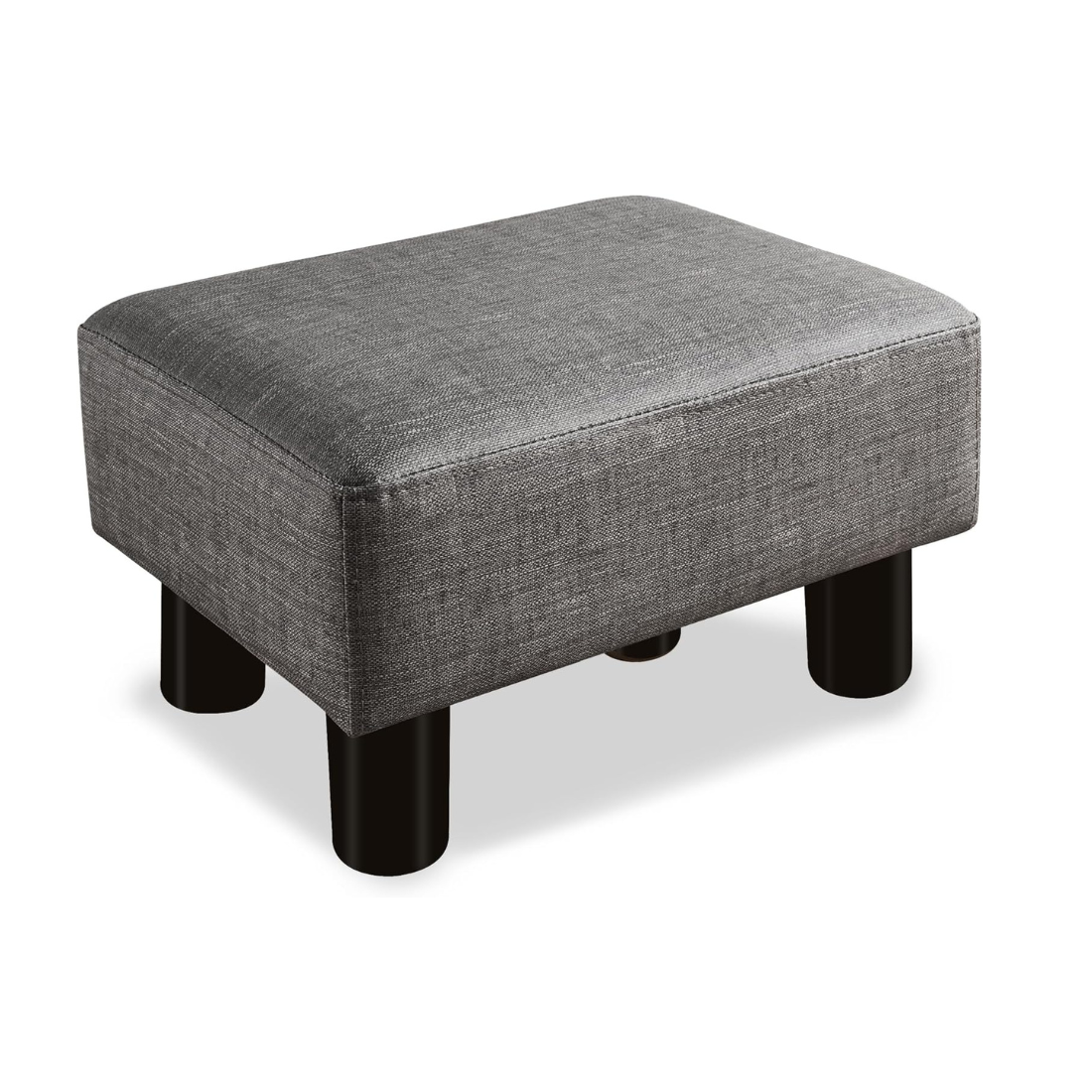 Carpentray Ottoman Foot Rest, Small Foot Stool with Linen Fabric Upholstery and Plastic Legs, Cube Ottoman for Living Room, Dark Gray