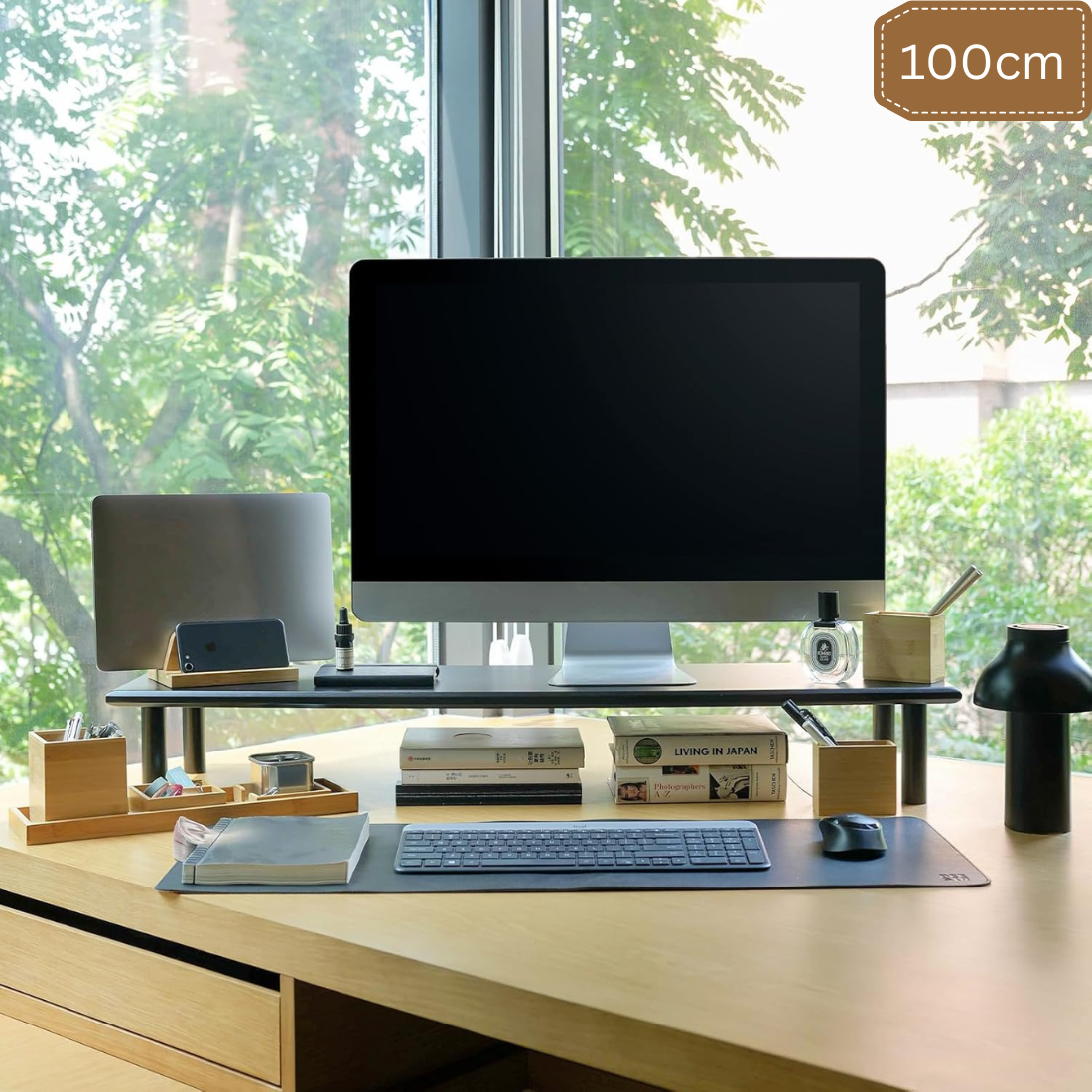 Carpentray 100cm Long Monitor Stand Riser Sheesham Wood (Balck)