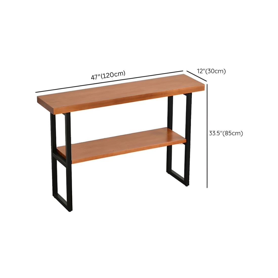 Carpentray 120cm Long Dual Shelf Console Table Light Brown