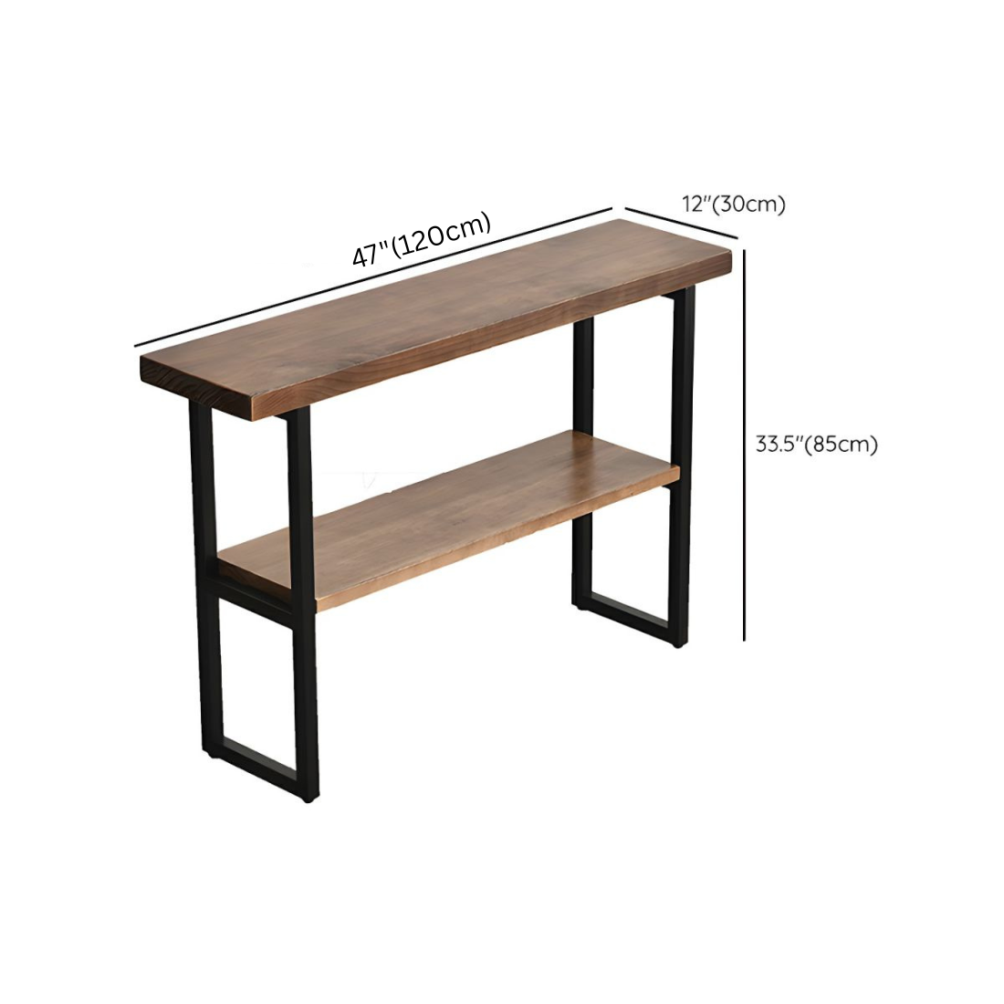 Carpentray 120cm Long Dual Shelf Console Table Walnut