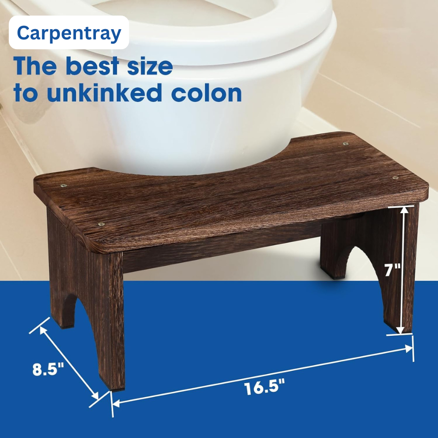 Carpentray Sheesham Wood Toilet Stool Squat Adult, Poop Stool for Bathroom Adults, Portable Toilet Potty Stool for Adults, 7 Inch Height