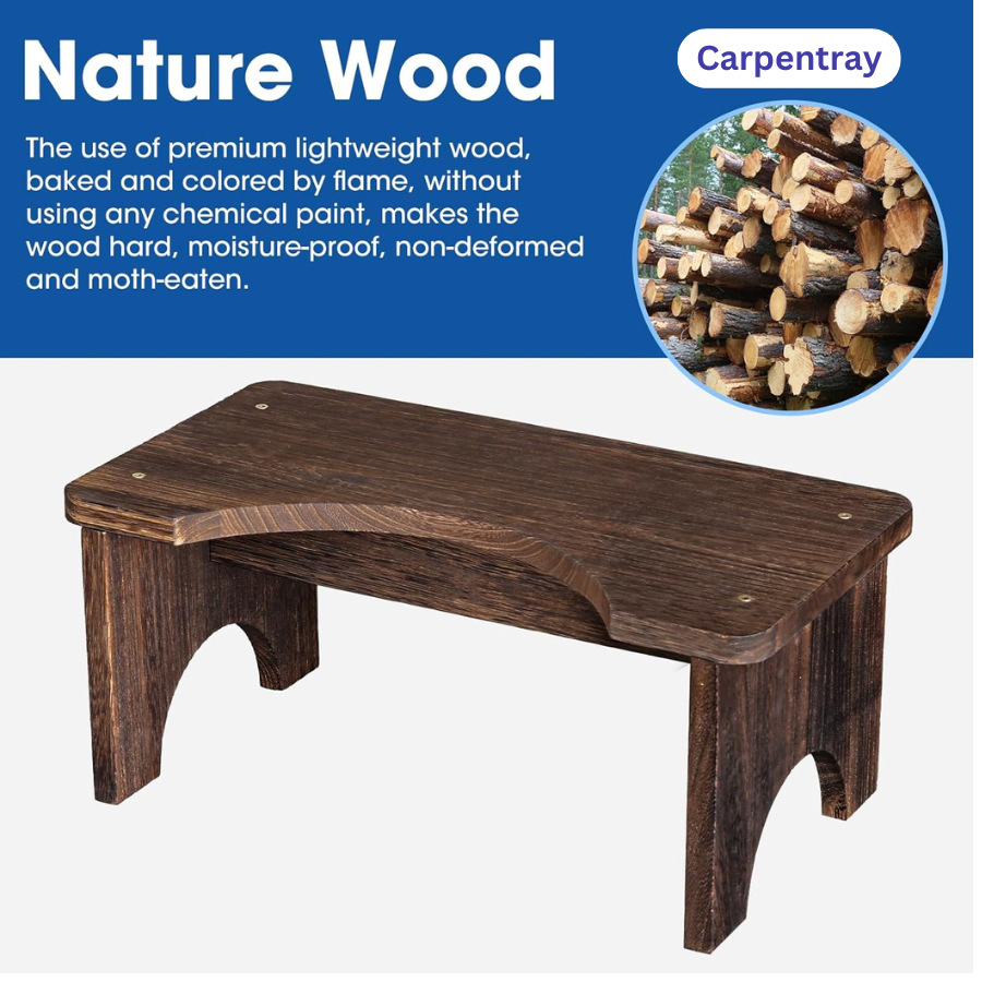 Carpentray Sheesham Wood Toilet Stool Squat Adult, Poop Stool for Bathroom Adults, Portable Toilet Potty Stool for Adults, 7 Inch Height