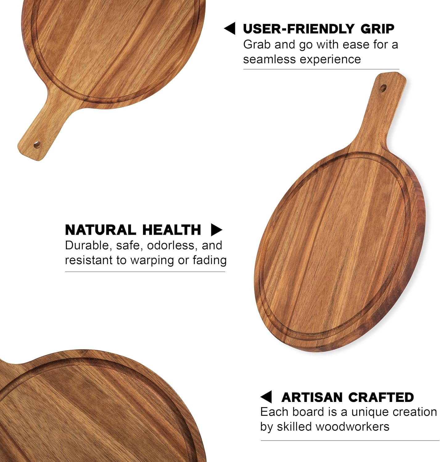 Carpentray Wooden Round Cutting Board With Handle