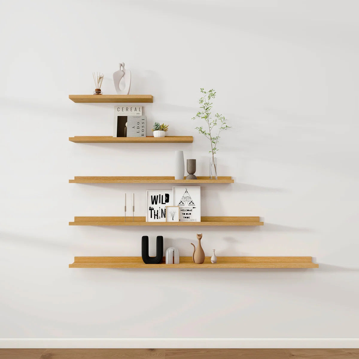 Carpentray 24 inch Long Set of 2 Wooden Wall Shelf (Teak)