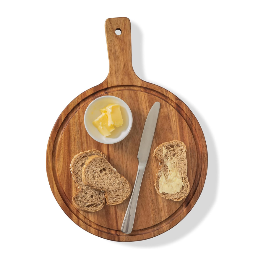 Carpentray Wooden Round Cutting Board With Handle